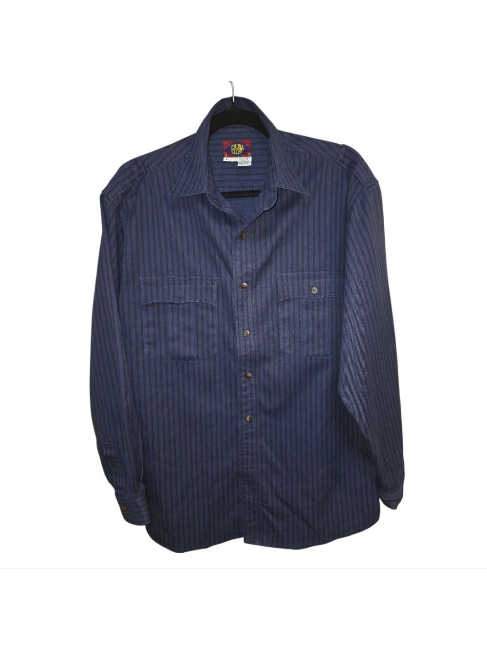 Vintage 1989 Bugle Boy Menswear Navy Striped Button Down Shirt